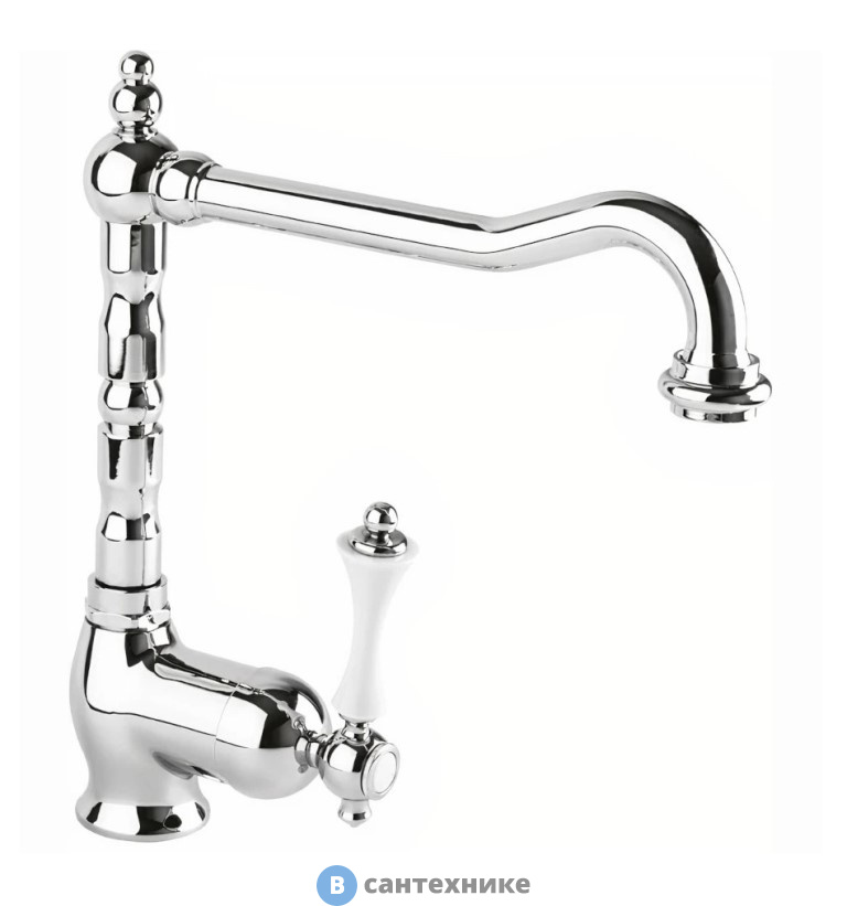 Смеситель Cezares MARGOT-LLM2-01-Bi кухонный однрычажный, хром, ручка белая