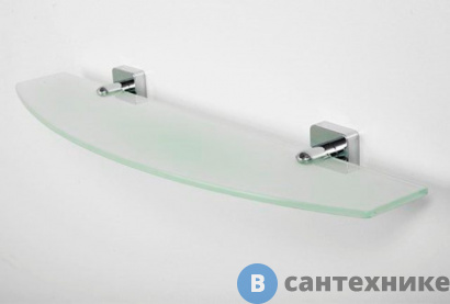 картинка Полка WasserKRAFT Lippe K-6524 стеклянная металл, хромоникелевое покрытие, закаленное матовое стекло