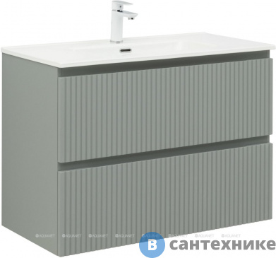 картинка Тумба под раковину Aquanet Джейн (Flat) 90 мисти грин (335435)