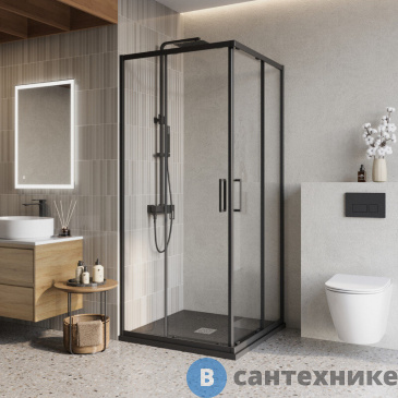 картинка Душевой уголок BelBagno LUCE-A-2-90-C-NERO без поддона