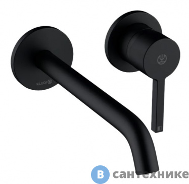 картинка Смеситель Kludi 202453915 NOVA FONTE Pura однорычажный для раковины, внешняя часть, излив 230 мм,чёрный мат