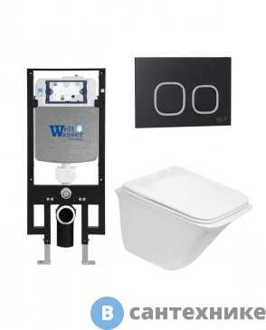 картинка Унитаз с инсталляцией WELTWASSER и кнопкой смыва (AMBERG 497 + ROTBACH 004 GL-WT + AMBERG RD-BL)
