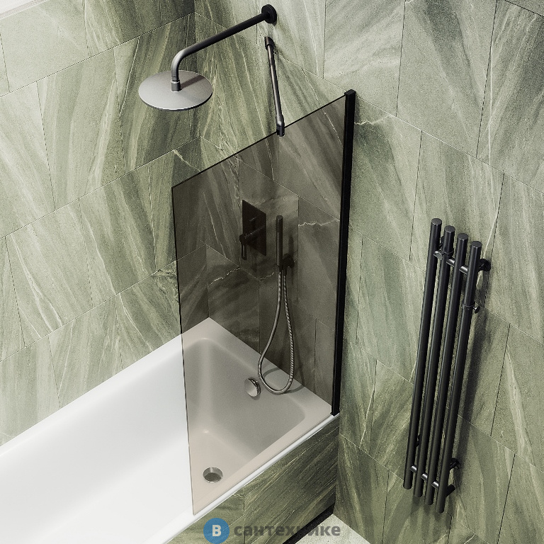 Шторка для ванны в профиле MaybahGlass 1400*900 Стекло 8 мм Бронза (MGV-71-6ш)