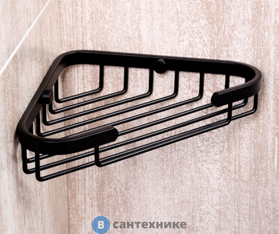 Полка WasserKRAFT K-733 Black металлическая угловая нержавеющая сталь AISI 304, покрытие Soft-touch