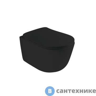 картинка Унитаз подвесной AXA Eva 8801007 550х360 мм, безободковый, Black Matt, без сиденья