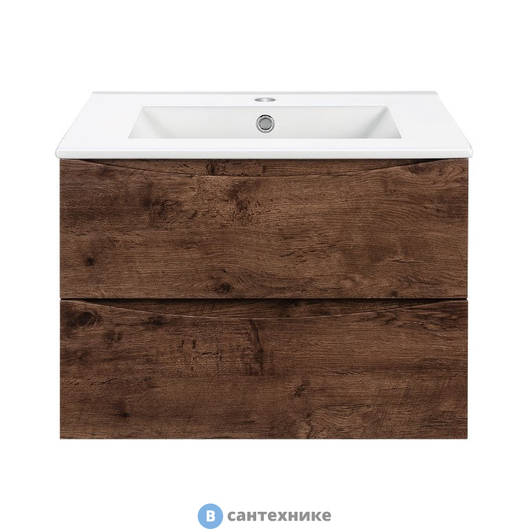 Тумба под раковину Vincea Mia 600 подвесная, 2 выкатных ящика soft close, R.Wood (VMC-2MC600RW)