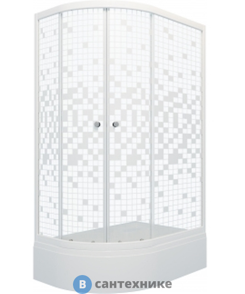 Душевой уголок Тритон Коралл 120*80 В прав., 1/4 круга, сред. подд., белый, мозаика (DK238)