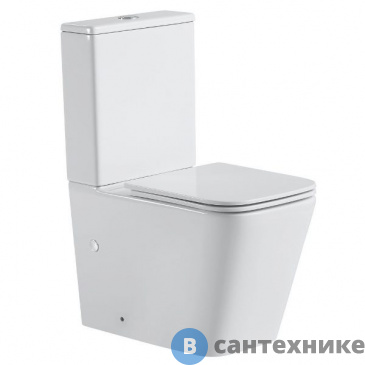 картинка Унитаз-компакт Black&White W-7703 P-trap / Geberit/ Rimless / anti-dirt (640x360x840)