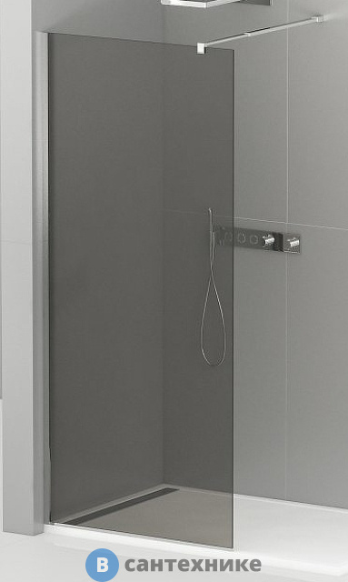 Душевая перегородка Cezares LIBERTA-L-1-110-120-GR-Cr с односторонним входом, стекло графит, профиль хром, 1100x1200x1950 мм