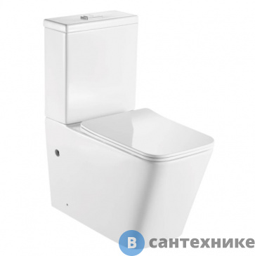 картинка Унитаз с бачком Aquatek ЛИБРА AQ1263-00 безободковый Rimless Pan 670х360х830мм, горизонтальный выпуск, тонкое сиденье Termodur с механизмом плавного закрывания