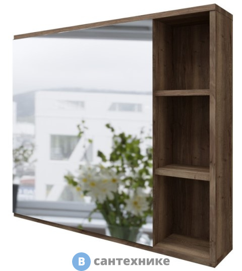 Шкаф-зеркало Grossman ФОРТА-80 см универсал. темный дуб