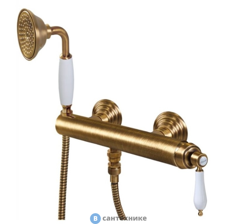 Смеситель Cezares APHRODITE-DDM-02-Bi для душа однорычажный, бронза, ручки белые