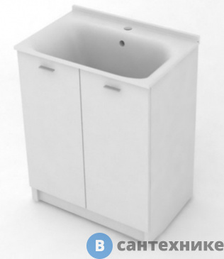 картинка Тумба с глубокой раковиной Kerasan 60х50 c 1 отв. под смеситель+выпуск с сифоном, белый матовый (9166K3*1)