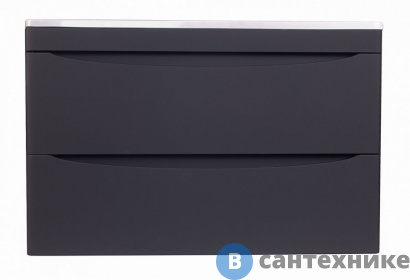 картинка Тумба под раковину Style line подвесная Бергамо мини 90 (2 ящ.) Люкс антискрейтч черный, PLUS (2000949237190)