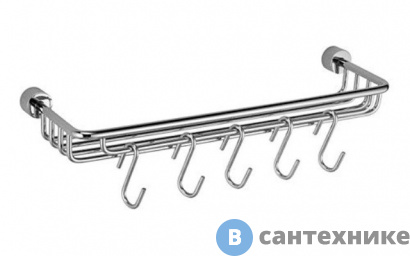 картинка Полка-корзина с крючками WasserKRAFT Donau K-9415 металл, хромоникелевое покрытие