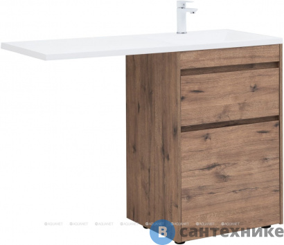 картинка Тумба под раковину Aquanet Токио 58 дуб веллингтон (напольная 2 ящика) (333648)
