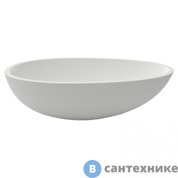 картинка Раковина AZARIO AZ-1216S накладная из искусственного камня белая матовая, с белым матовым донным клапаном, 650x400x200 мм