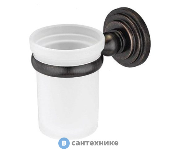 Подстаканник стеклянный WasserKRAFT Isar K-7328 металл, матовое стекло, покрытие "темная бронза"