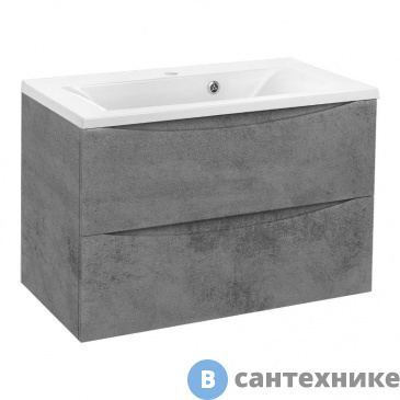 картинка Тумба под раковину Vincea Mia 750 подвесная, 2 выкатных ящика soft close, Beton (VMC-2MA750BT)