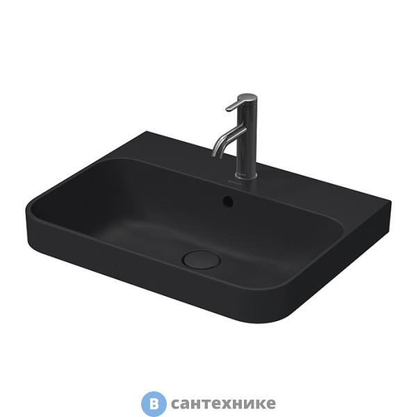 Раковина Duravit Happy D.2 Plus 600х460мм с переливом, с 1м отв. под смеситель, с креплением, Anthracite matt (2360601300)