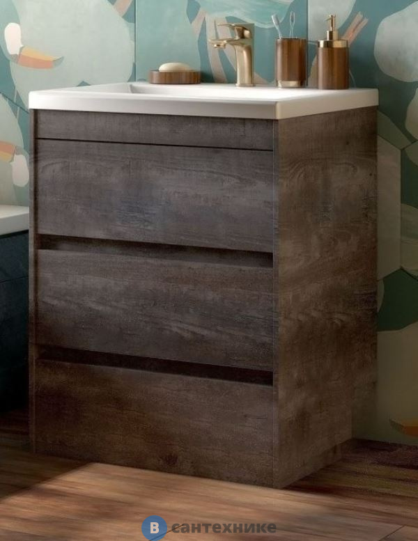 Тумба под раковину Art & MAX FAMILY FAMILY-580-3C-PIA-PE напольная с тремя выкатными ящиками, Pino Esotica, 580x470x845