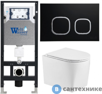 картинка Унитаз с инсталляцией WELTWASSER и кнопкой смыва (AMBERG 506 + NESENBACH 004 GL-WT + AMBERG RD-BL)