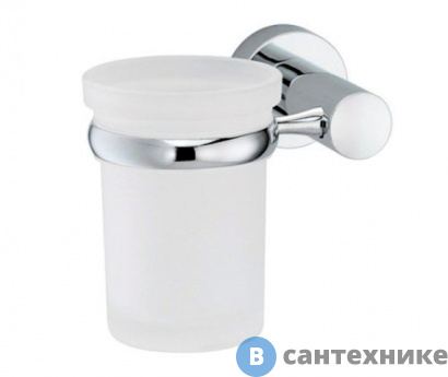 картинка Подстаканник стеклянный WasserKRAFT Donau K-9428 металл, хромоникелевое покрытие, матовое стекло