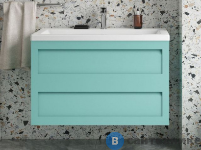 картинка Тумба под раковину Art & MAX PLATINO 75 см AM-Platino-900-2C-SO-MM подвесная с двумя выкатными ящиками, светло-зеленый матовый