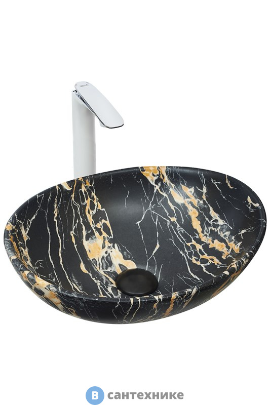 Раковина WELTWASSER ELBACH 3078 K514 накладная (чёрная с бежевым) /410х335х145/