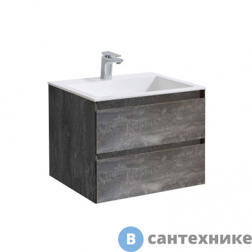 картинка Тумба под раковину Vincea Luka 600 подвесная, 2 выкатных ящика soft-close, G.Stone (VMC-2L600GS)