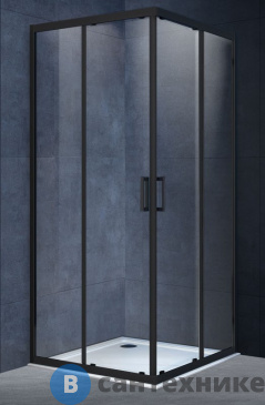 картинка Душевой уголок Vincea Alpha VSS-3AL900CLB, 900*900, черный, стекло прозрачное, без поддона