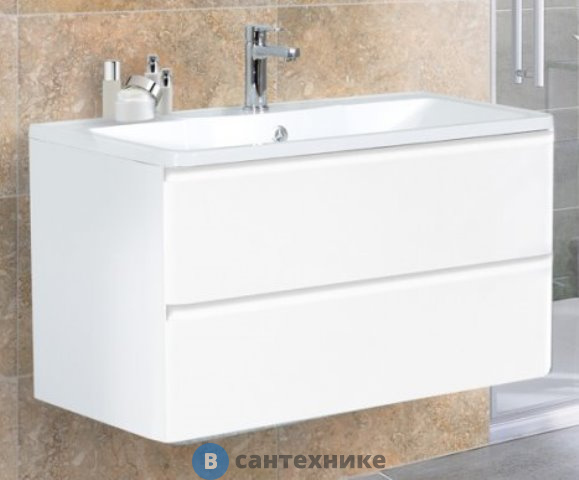 Тумба под раковину BelBagno ACQUA подвесная с двумя выкатными ящиками, Bianco Lucido, 1200x450x500 (ACQUA-1200-2C-SO-BL)