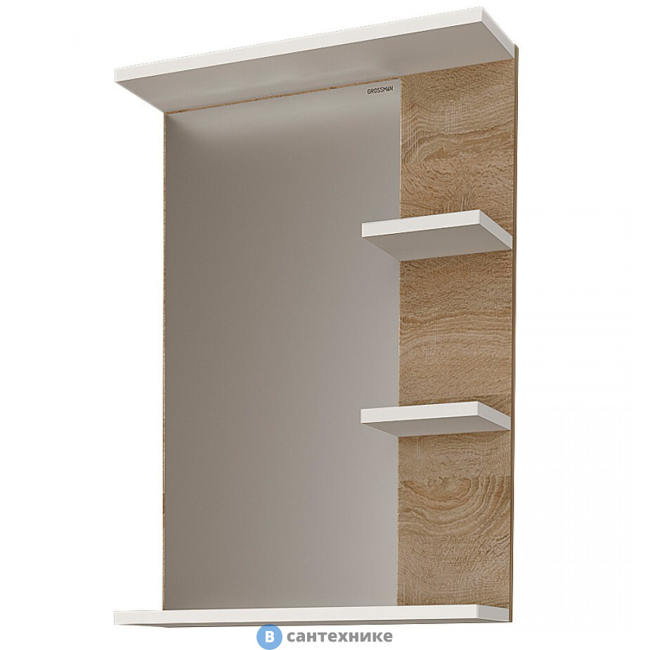 Зеркало Grossman ПОЛО-47 см с полками комбинированное (204701-1) (разобранный вид)