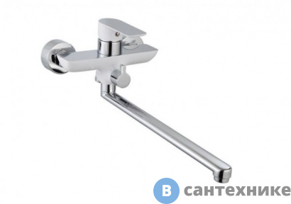 картинка Смеситель Aquanet AF520-21CW Arctic, для ванны с дл.изливом, хром/бел (216778)