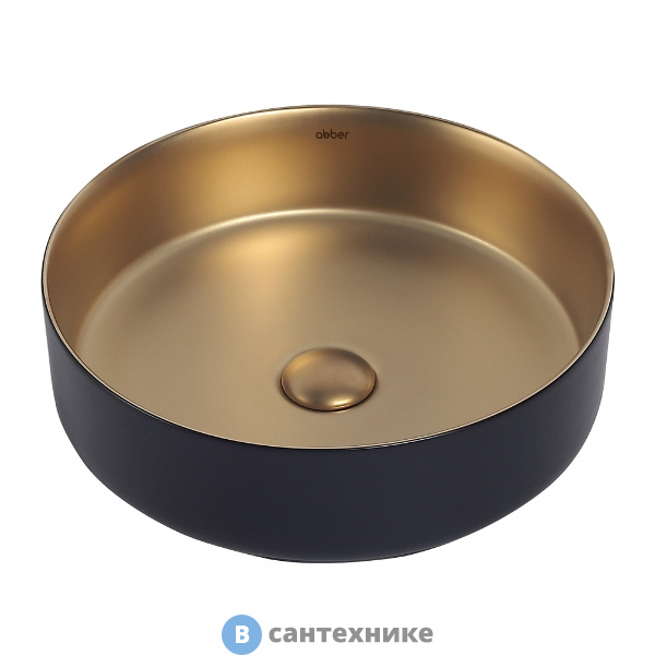 Раковина ABBER Bequem AC2109BG матовое золото с черным накладная
