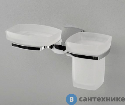 картинка Держатель стакана и мыльницы WasserKRAFT Wern K-2526 металл, хромоникелевое покрытие, матовое стекло