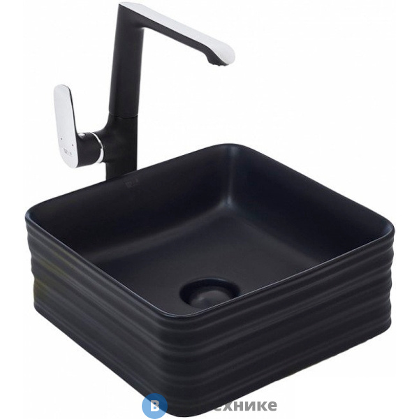 Раковина WELTWASSER ELBACH 20755 MB накладная (матовая чёрная) 395х395х150
