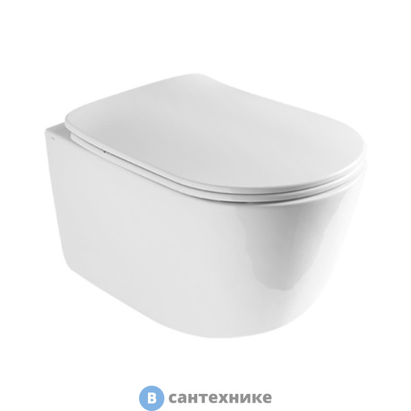 Унитаз подвесной AXA Eva 8801001 550х360 мм, безободковый, White Glossy, без сиденья