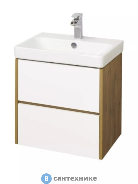 Тумба под раковину Акватон Сканди 55 Белый/Дуб Рустикальный (1A251701SDZ90)