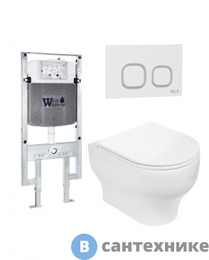 картинка Унитаз с инсталляцией WELTWASSER и кнопкой смыва (AMBERG 497 ST + ERLENBACH 004 GL-WT + AMBERG RD-WT)