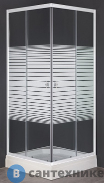 картинка Душевой уголок Loranto CS-8024S (CS-2239)  квадрат, 90*90*195, стекло с рисунком, белый профиль, поддон 13 см