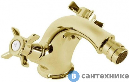 картинка Смеситель Cezares LORD-BS1-03/24 на биде c донным клапаном золото, ручки золото