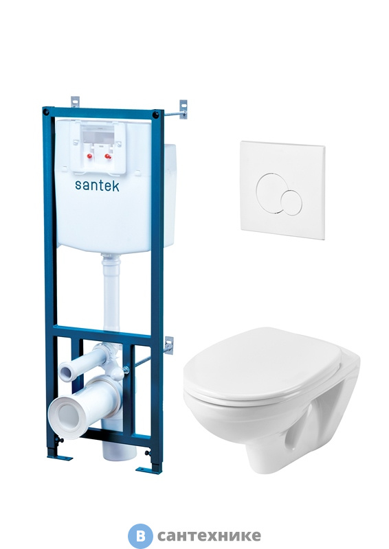 Унитаз с инталляцией Santek БОРЕАЛЬ 1.WH30.2.464 (подв.унитаз, инстал., сиденье дюро м/л, панель смыва белая)