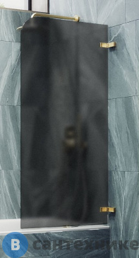 картинка Шторка для ванны поворотная на петлях MaybahGlass 1400*405 Стекло 6 мм Графит матовый (MGV-649-3)