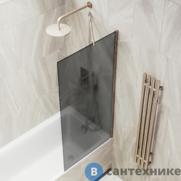 картинка Шторка для ванны в профиле MaybahGlass 1400*500 Стекло 8 мм Графит матовый (MGV-85-2ш)