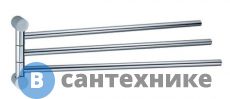 Держатель полотенец WasserKRAFT K-1033 3-е рога металл, хромоникелевое покрытие