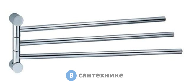 Держатель полотенец WasserKRAFT K-1033 3-е рога металл, хромоникелевое покрытие