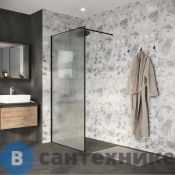 Душевая перегородка Niagara Nova NG-781-10BLACK (100х200) черный матовый, стекло эффект битого стекла