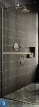 картинка Душевая перегородка в профиле MaybahGlass 1950*790 Стекло 8 мм Бронза +Полотенцесушитель (MGD-727-5у)