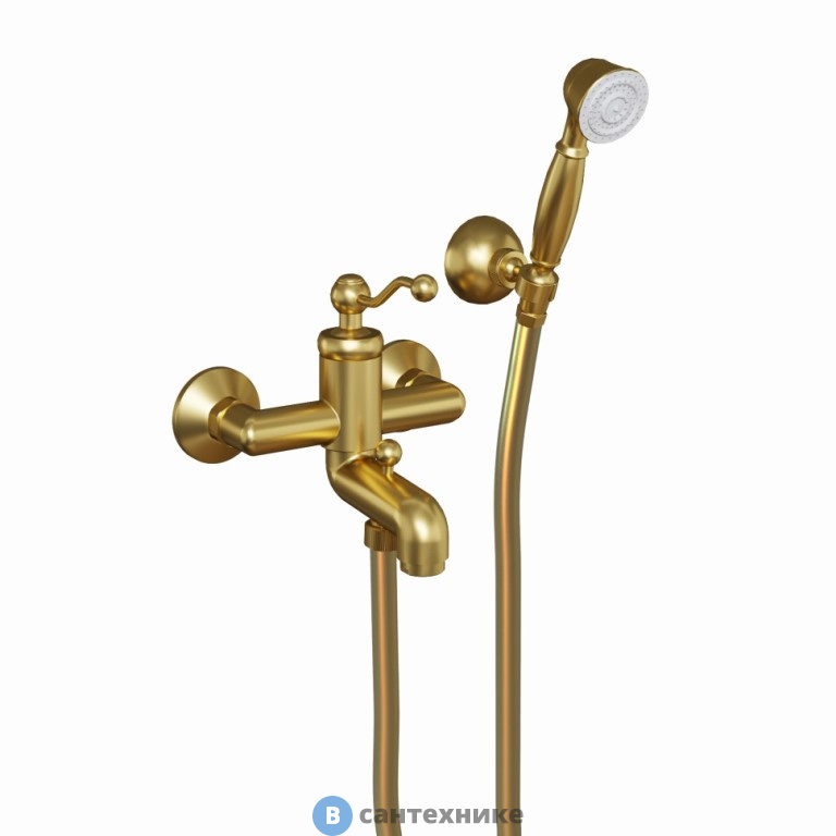 Смеситель Paini Duomo 88PJ105 для ванны, с аксессуарами, матовое золото PVD